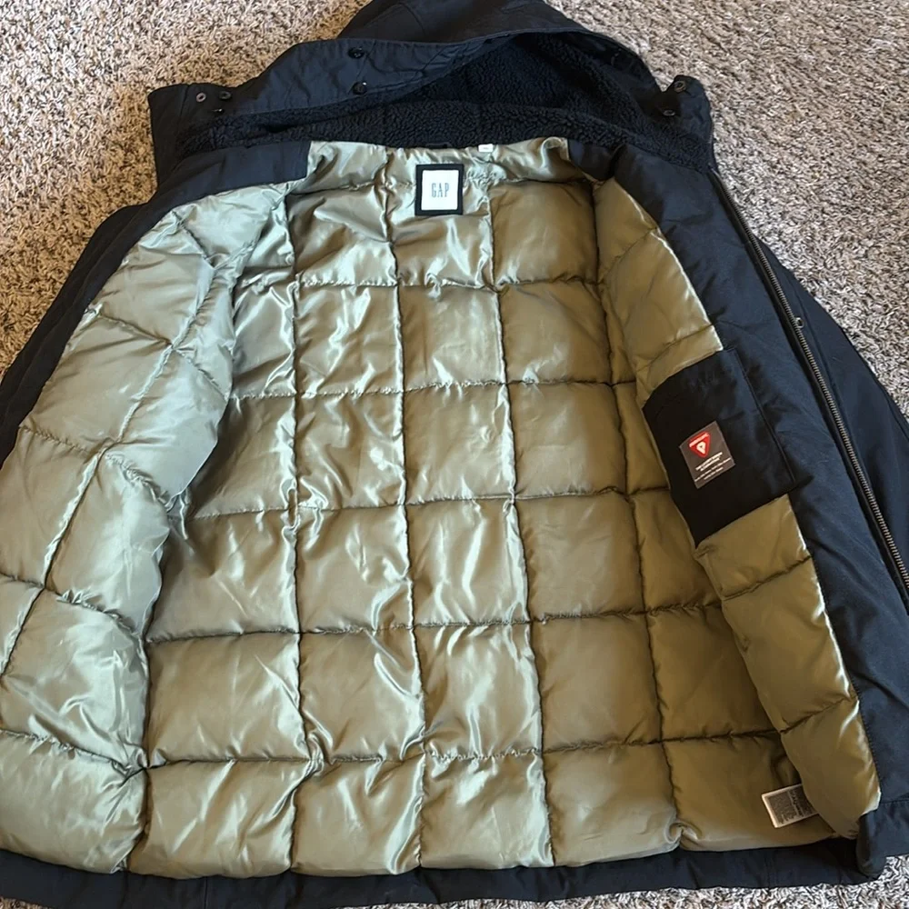 Gap Men’s Black Winter‎ Parka Cold Control Max Snorkel Hooded Coat Size XL